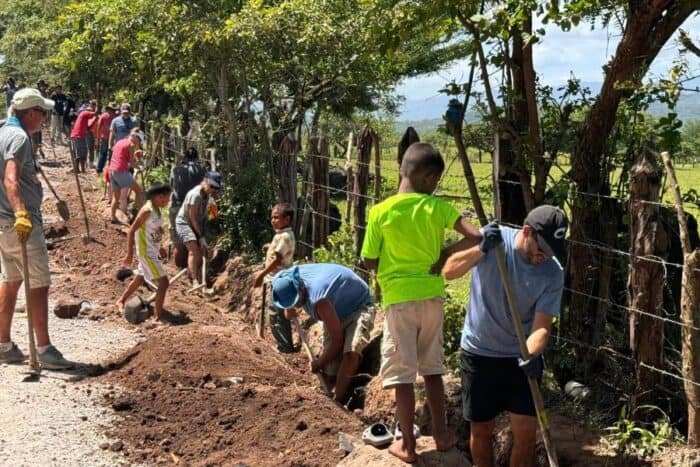 digging water for water line in Nicaragua