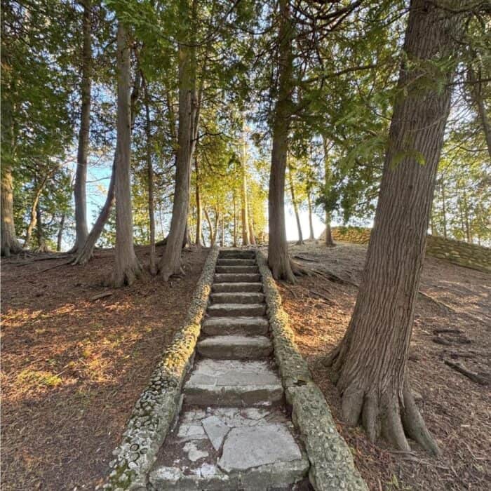 stairs to Sunset Rock Mackinac Island