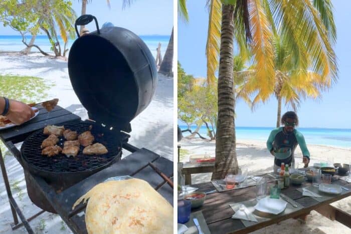 Moho Caye beach picnic in Belize