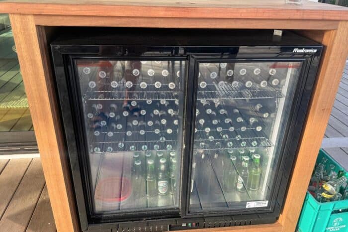 mini fridge at Villa Selena in Belize