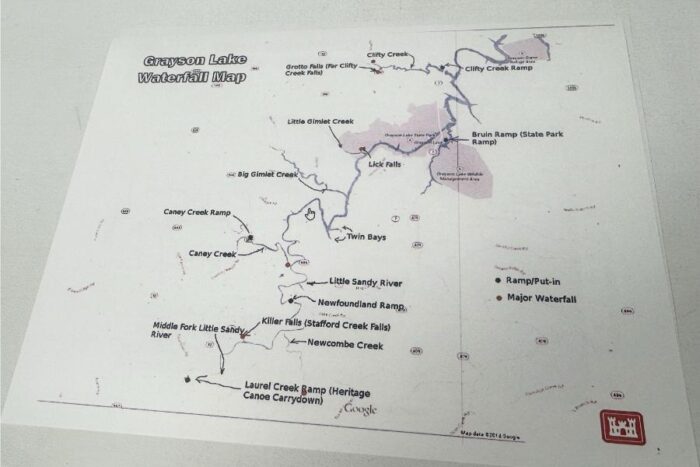 Grayson Lake Waterfall Map