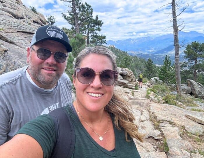 couple Gem Lake hike Rocky Mountain National Park in CO