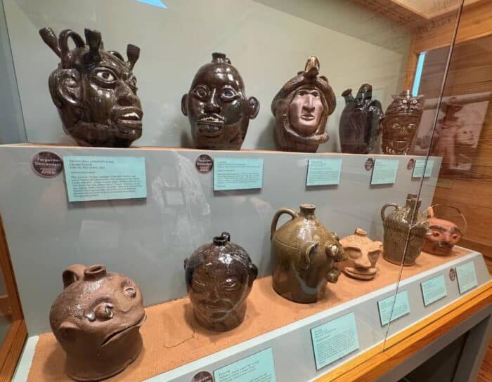 face jugs at Folk Pottery Museum of Northeast Georgia
