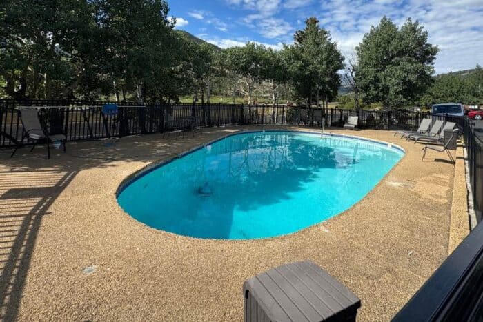 heated pool at Alpine Trail Ridge Inn in Estes Park