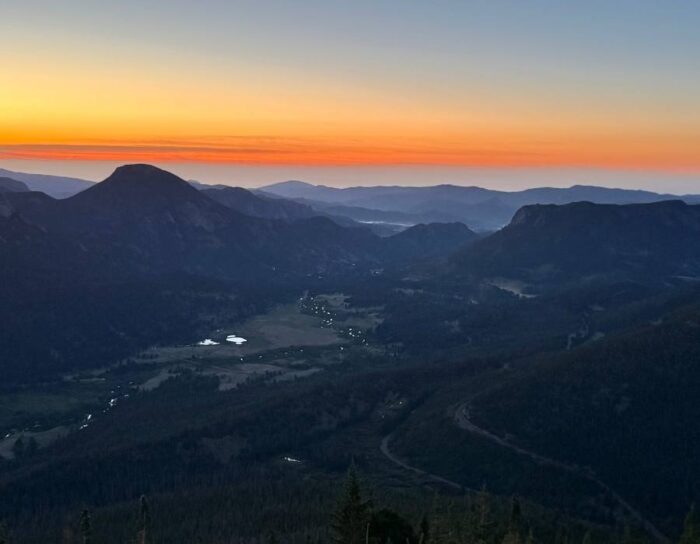 sunrise at Rocky Mountain National Park in Colorado