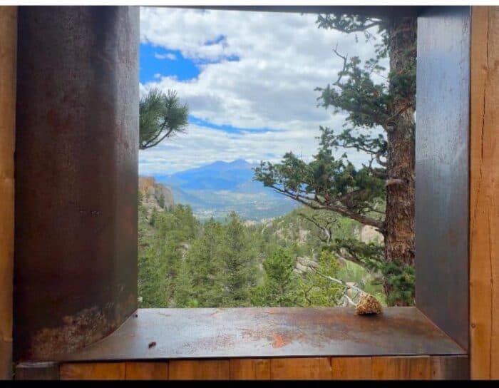 view from outhouse Gem Lake Rocky Mountain National Park in CO