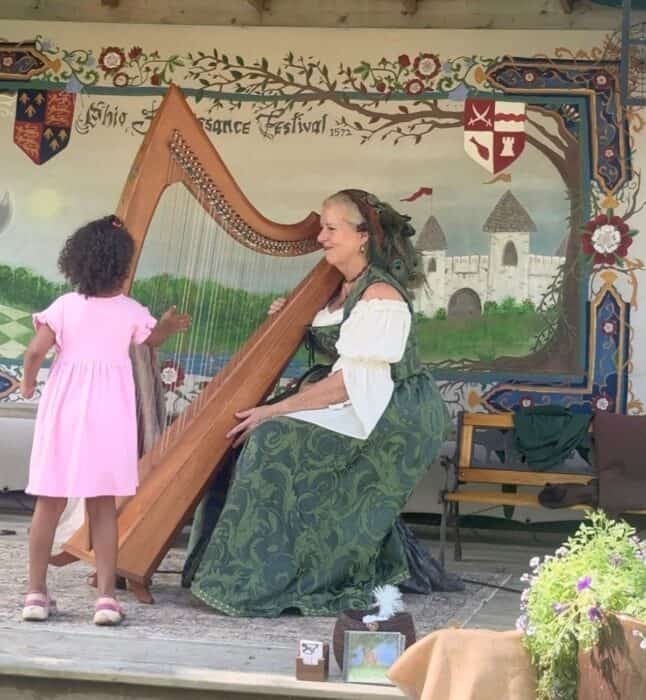 harpist at Ohio Renaissance Festival
