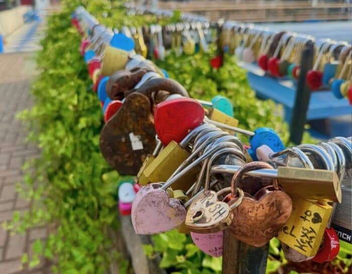 locks in downtown Alpine Helen 