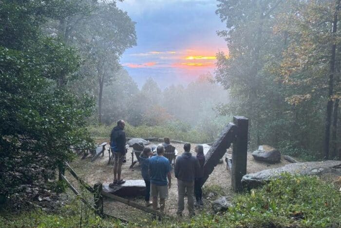 sunrise at Len Foot Hike Inn in Georgia