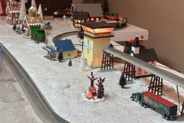 indoor train display Holidays on the Farm Winton Woods
