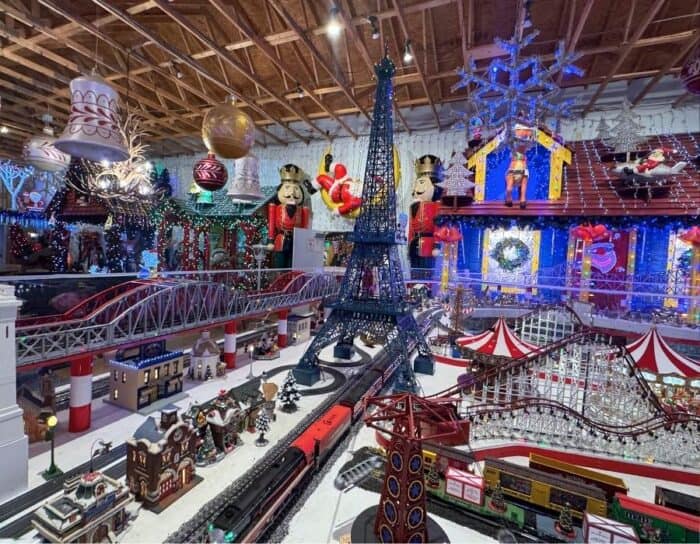 indoor train display at The Christmas Ranch in Morrow OH