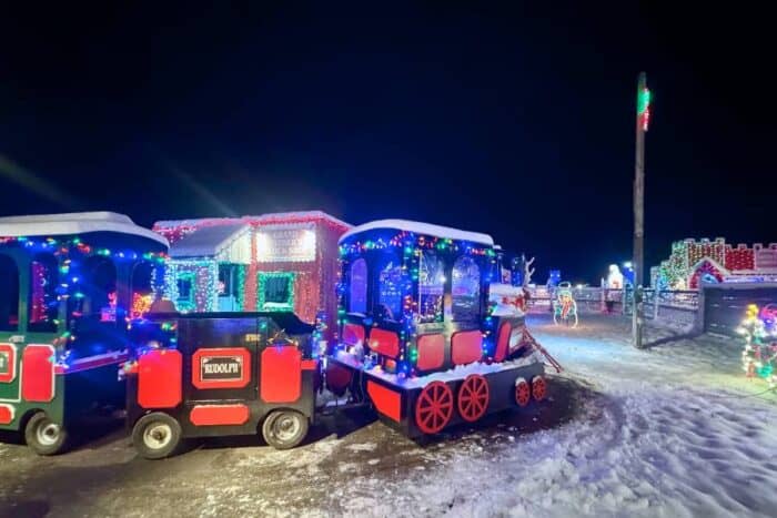 outdoor train at The Christmas Ranch in Morrow, Ohio
