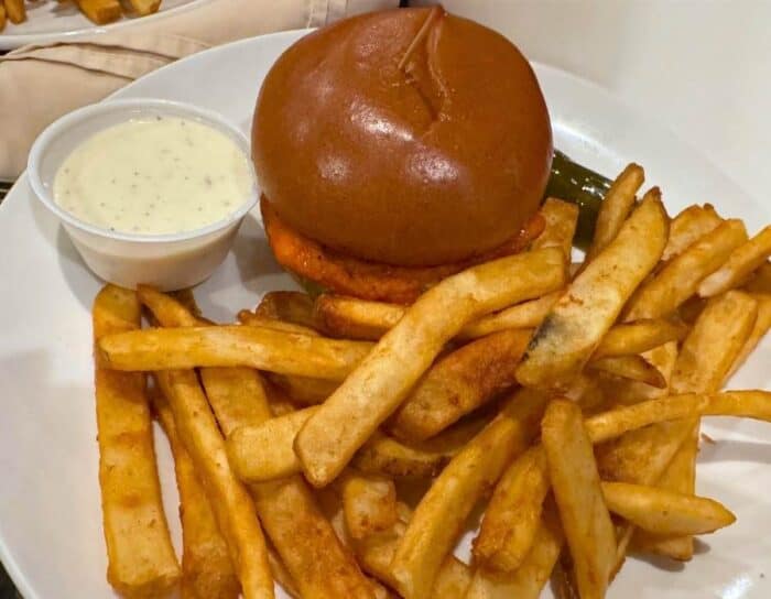 Buffalo Hot Chicken Sandwich at Bunkers Sports Bar at The Resort at Glade Springs