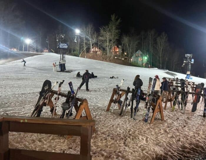 Winterplace Ski Resort in West Virginia at night