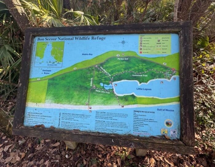 map at Jeff Friend Trail in Bon Secour National Wildlife Refuge