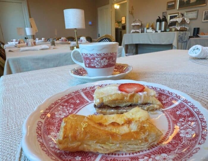 breakfast pastries at Spencer House Inn at night St. Marys, GA