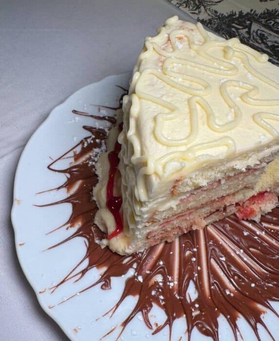 raspberry cake at The Globe Spencer House Inn St. Marys, GA