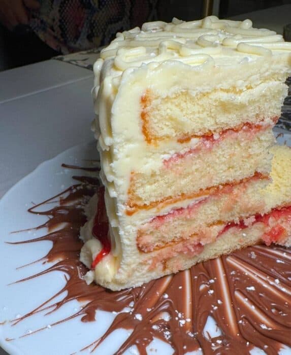 raspberry cake at The Globe Spencer House Inn St. Marys, GA