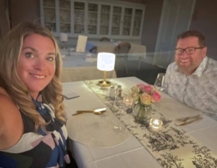 couple enjoying dinner at The Globe Spencer House Inn St. Marys, GA
