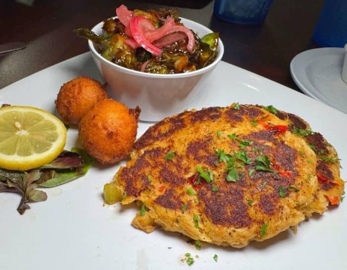 crab cake at St. Marys Harbor Restaurant