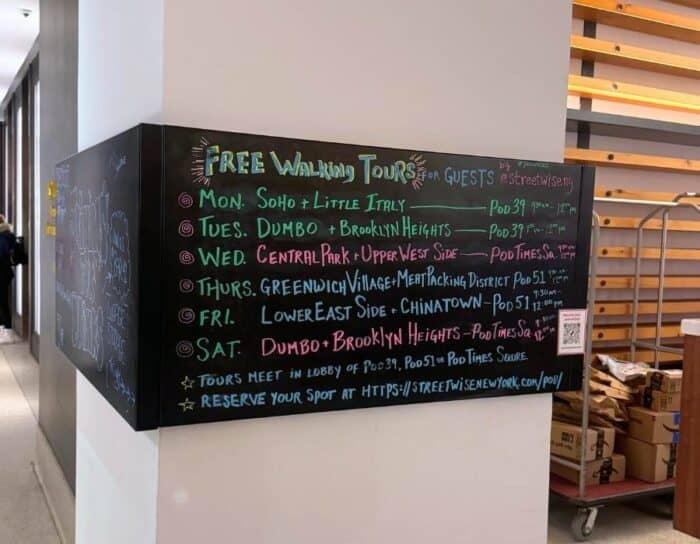 free walking tours for guests Pod Times Square