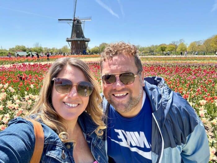 couple at Windmill Island Gardens in Holland, Michigan