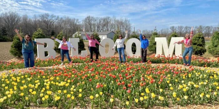 friends at Tulip Trail at Blooms and Berries