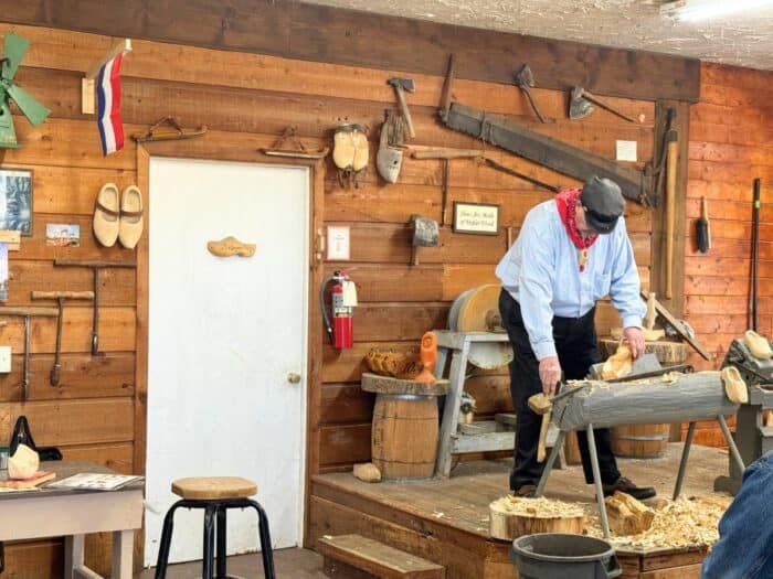 shoe making demo at Nelis' Dutch Village Holland, Michigan