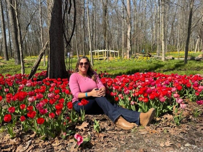 woman at Tulip Trail at Blooms and Berries