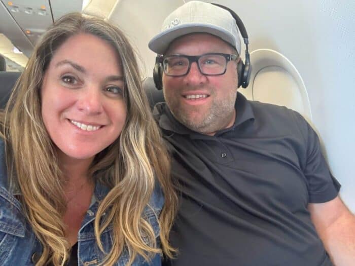 couple on airplane- Allegiant Airlines