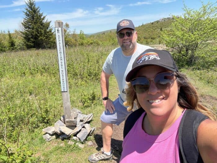 Appalachian trail sign Grayson Highlands State Park in VA