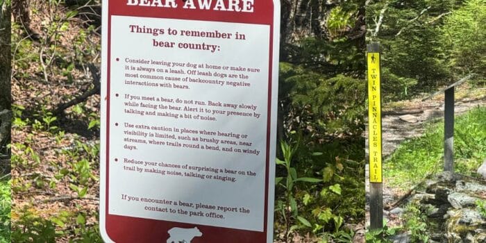 bear country sign at Grayson Highlands State Park in VA