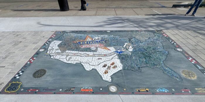 mosaic of Route 66 in Springfield MO