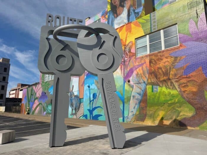 sculpture of Giant keys Route 66 in Springfield MO