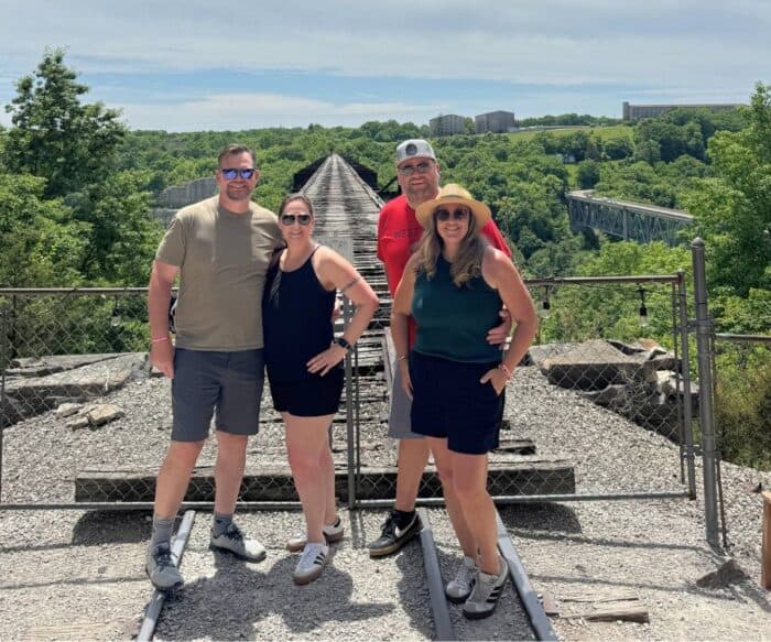 couples near High Bridge in Kentucky with Rail Explorers
