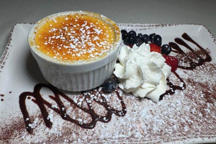 creme brulee dessert at Rodney's on Broadway Georgetown KY