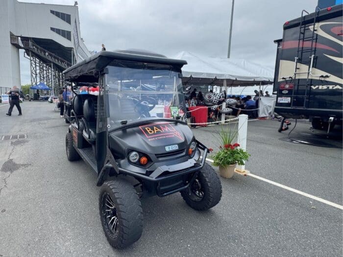 BAM hospitality golf cart NASCAR Race at Charlotte Motor Speedway
