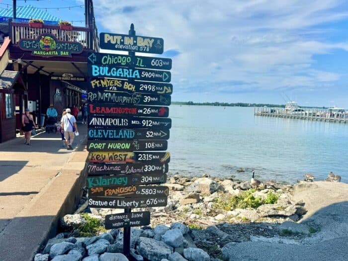distance sign Put-in-Bay Island in Ohio