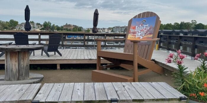 giant Adirondack chair at SoLSTAY Lodging and Marina in Sandusky OH