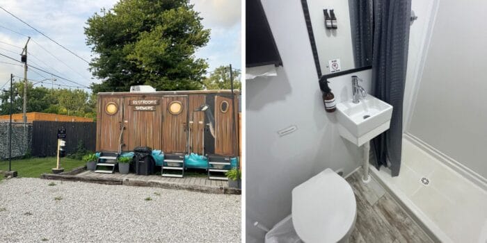 restrooms and showers at SoLSTAY Lodging and Marina in Sandusky Ohio