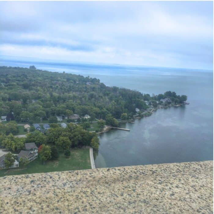 scenic view from the top of Perry's Monument Put-in-Bay Island in Ohio