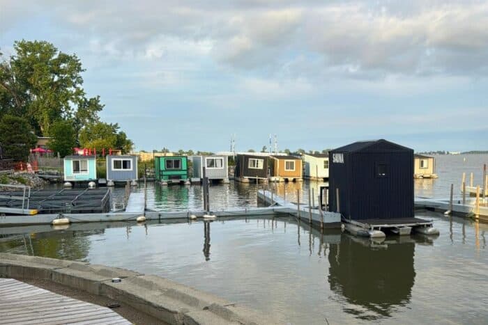 tiny houseboats at SoLSTAY Lodging and Marina in Sandusky, OH