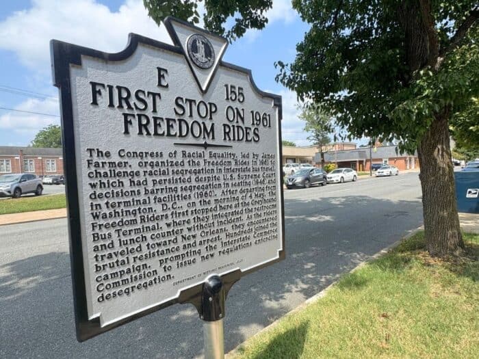 Freedom Rides Historic Sign Civil Rights Trail Walking Tour Fredericksburg VA