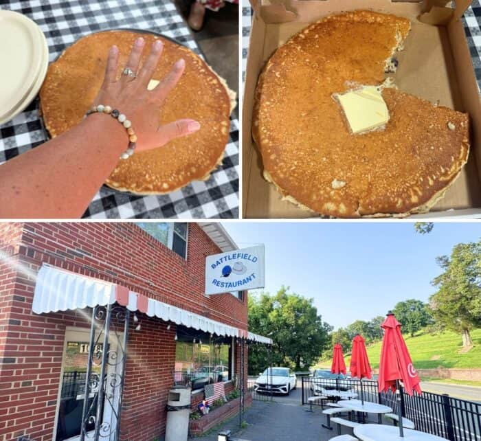 giant pancake at Battlefield Restaurant