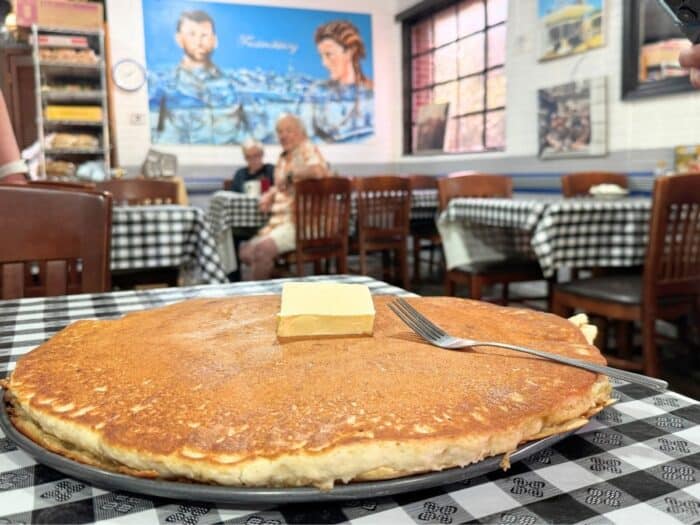 giant pancake at Battlefield Restaurant