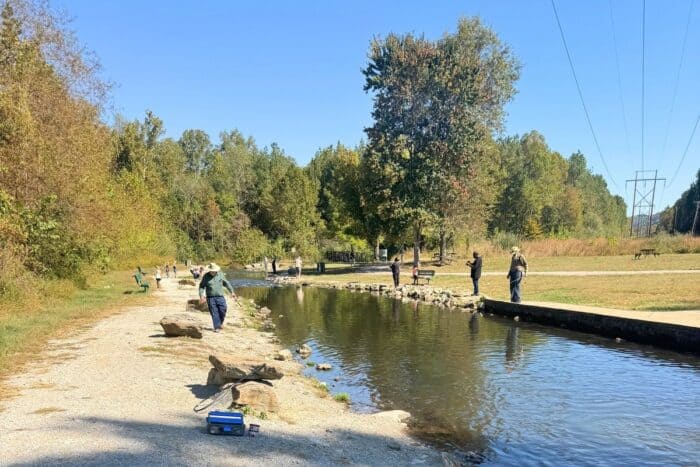 fishing at Hatchery Creek at Wolf Creek National Fish Hatchery in Kentucky