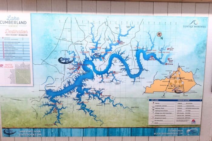 map of Lake Cumberland in Kentucky