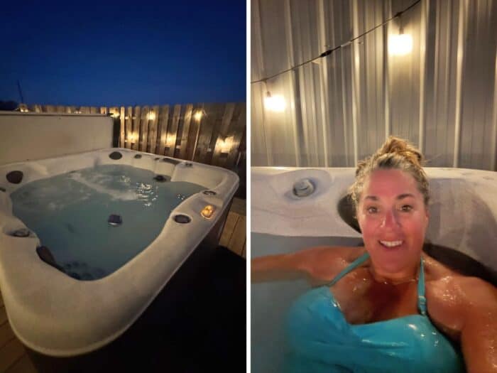 outdoor hot tub at Cabins of the Cumberland in KY