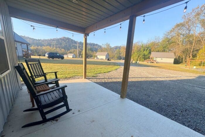 porch for community room at Cabins of the Cumberland in KY